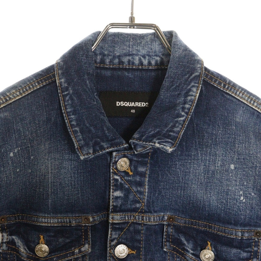 DSQUARED2(ディースクエアード) 20SS DAN JEAN JACKETS ダメージ加工 バックプリント ダン デニム トラッカージャケット インディゴ S79AM0001 S30663