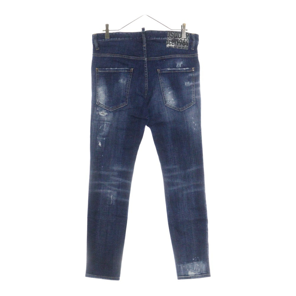 DSQUARED2(ディースクエアード) 21AW SKATER JEAN ダメージ加工 スケーター ボタンフライ デニム スキニーパンツ インディゴ S74LB0959 S30342