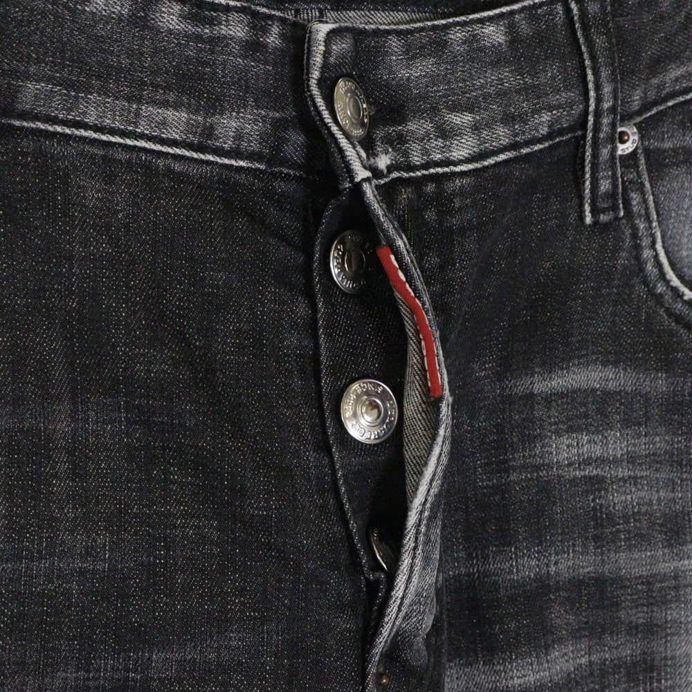 DSQUARED2(ディースクエアード) 22SS SKATER JEAN ダメージ加工 スケーター ボタンフライ デニム スキニーパンツ ブラック S74LB1039 S30357