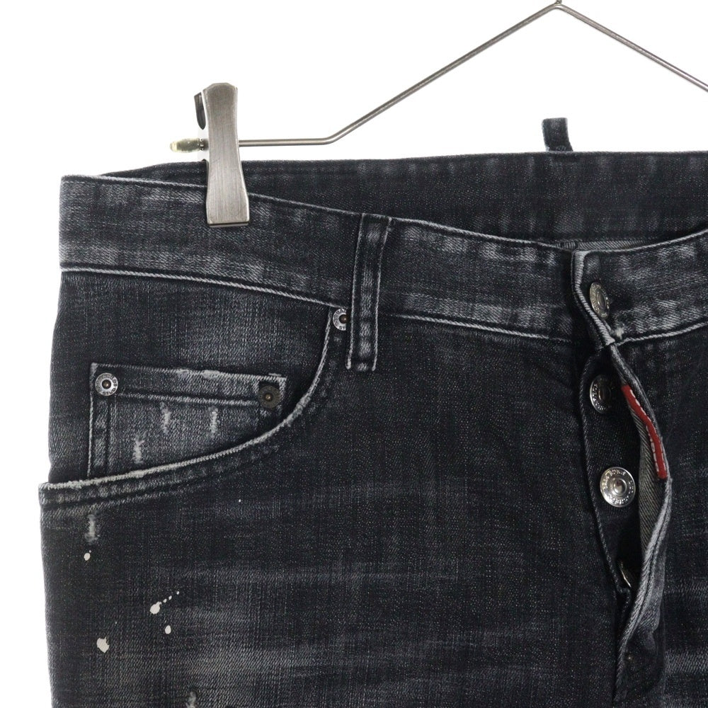 DSQUARED2(ディースクエアード) 22SS SKATER JEAN ダメージ加工 スケーター ボタンフライ デニム スキニーパンツ ブラック S74LB1039 S30357
