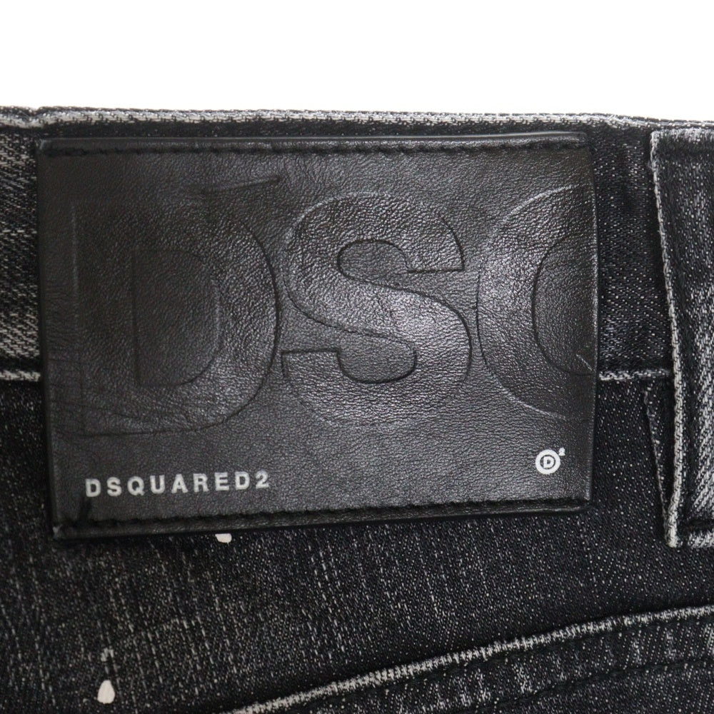 DSQUARED2(ディースクエアード) 22SS SKATER JEAN ダメージ加工 スケーター ボタンフライ デニム スキニーパンツ ブラック S74LB1039 S30357