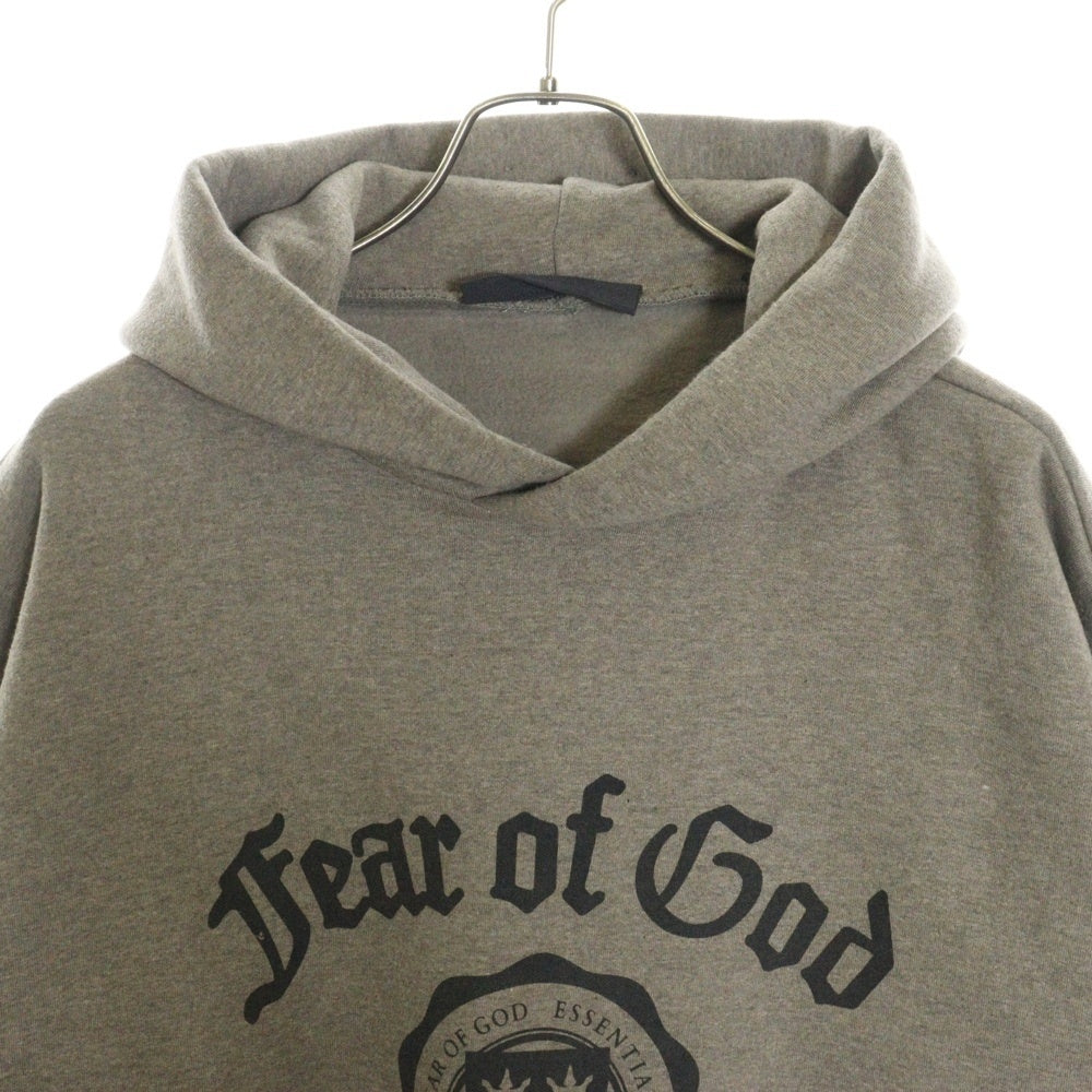 FEAR OF GOD ESSENTIALS(フィアオブゴッド エッセンシャルズ) 24AW HEAVY FLEECE VINTAGE SHRUNKEN HOODIE フロントプリントプルオーバーパーカー ヘザーグレー