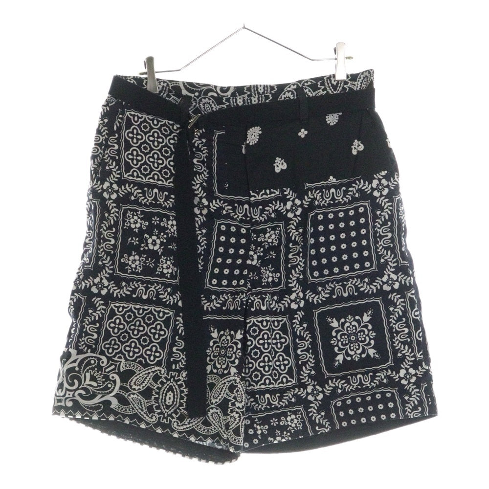 Sacai(サカイ) Archive Print Mix Shorts アーカイブプリントミックスショーツ バンダナパンツ ブラック 21-02473M