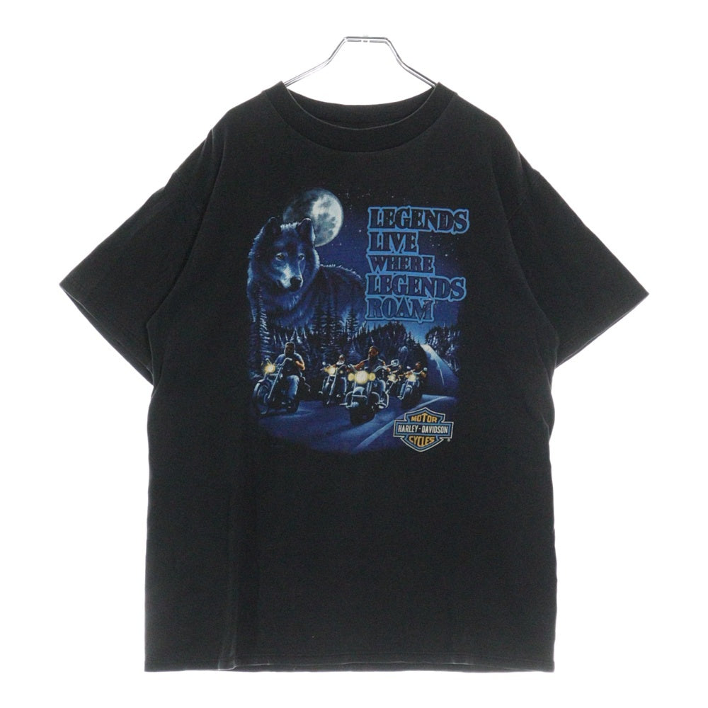 VINTAGE(ヴィンテージ) 90S VINTAGE HARLEY DAVIDSON LEGENDS LIVE WHERE LEGENDS ROAM ハーレーダビッドソン ヴィンテージ 両面プリントTシャツ 半袖カットソー ブラック