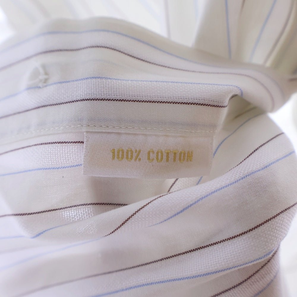 Brioni(ブリオーニ) イタリア製 ストライプ柄 レギュラーカラー コットン 長袖シャツ ベージュ/ホワイト