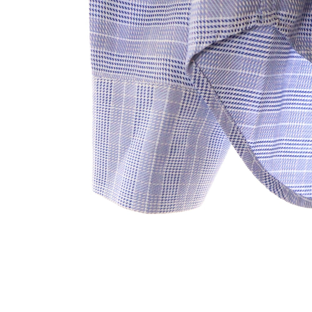 Brioni(ブリオーニ) イタリア製 チェック柄 ワイドカラー コットン 長袖シャツ ブルー