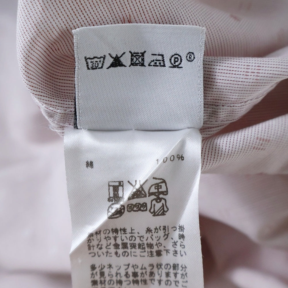 HERMES(エルメス) フランス製 H柄 ワイドカラー コットン 長袖シャツ ピンク