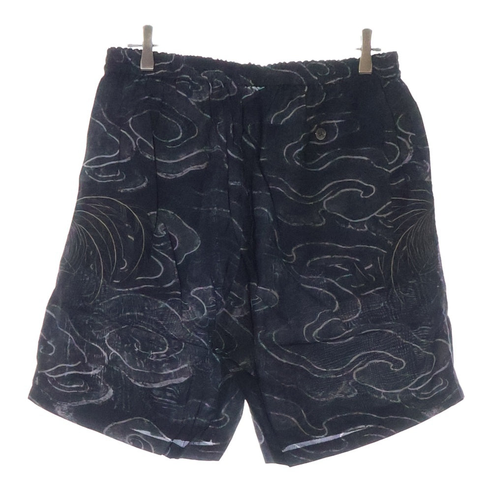 BUDSPOOL(バッズプール) ×GAKKIN ガッキン 渦軍鶏 HAWAIIAN SHORTS レーヨン ハワイアン ショーツ ハーフパンツ ブラック