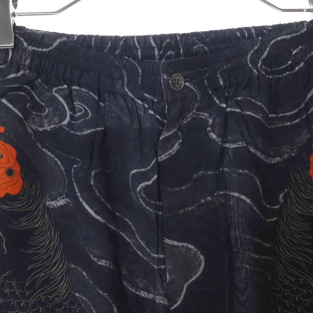 BUDSPOOL(バッズプール) ×GAKKIN ガッキン 渦軍鶏 HAWAIIAN SHORTS レーヨン ハワイアン ショーツ ハーフパンツ ブラック