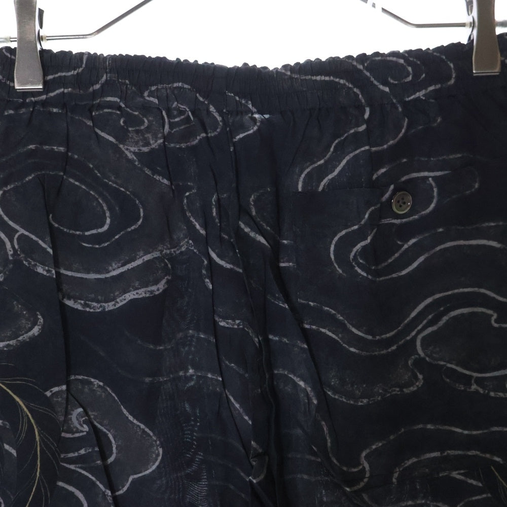 BUDSPOOL(バッズプール) ×GAKKIN ガッキン 渦軍鶏 HAWAIIAN SHORTS レーヨン ハワイアン ショーツ ハーフパンツ ブラック