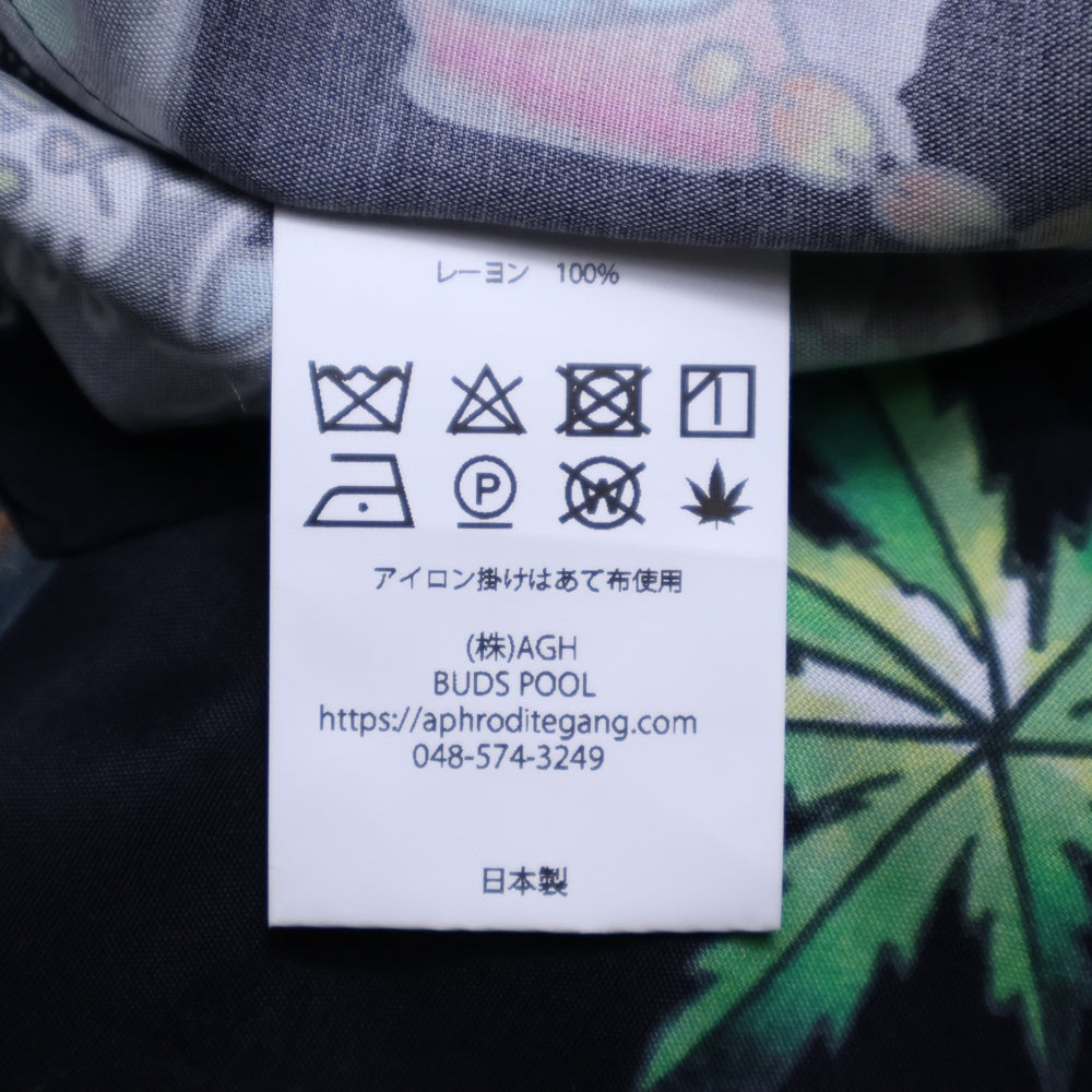 BUDSPOOL(バッズプール) ×UE THE PARLOUR FLIP&DRAW HAWAIIAN SHIRT ユーイー ザ パーラー フリップアンドドロー 総柄 ハワイアン レーヨン オープンカラー 半袖シャツ ブラック