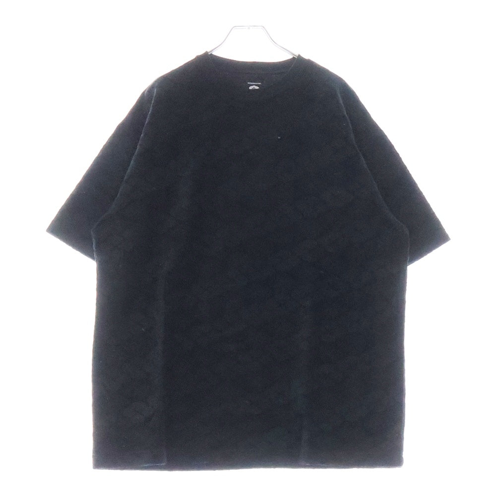 BUDSPOOL(バッズプール) ×GAKKIN ガッキン 花罰家紋 コットン ベロア クルーネック 半袖 Tシャツ カットソー ブラック