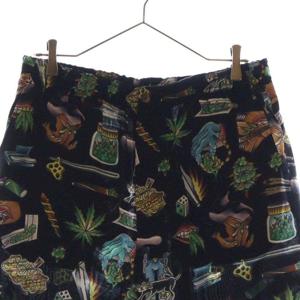 BUDSPOOL(バッズプール) ×UE THE PARLOUR FLIP&DRAW HAWAIIAN PANTS ユーイー ザ パーラー フリップアンドドロー 総柄 ハワイアン レーヨン ショーツ ハーフパンツ ブラック