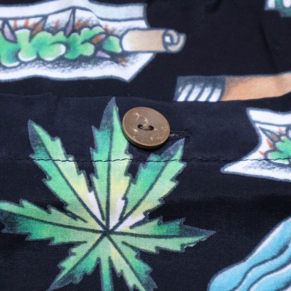 BUDSPOOL(バッズプール) ×UE THE PARLOUR FLIP&DRAW HAWAIIAN PANTS ユーイー ザ パーラー フリップアンドドロー 総柄 ハワイアン レーヨン ショーツ ハーフパンツ ブラック
