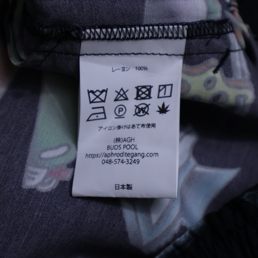 BUDSPOOL(バッズプール) ×UE THE PARLOUR FLIP&DRAW HAWAIIAN PANTS ユーイー ザ パーラー フリップアンドドロー 総柄 ハワイアン レーヨン ショーツ ハーフパンツ ブラック