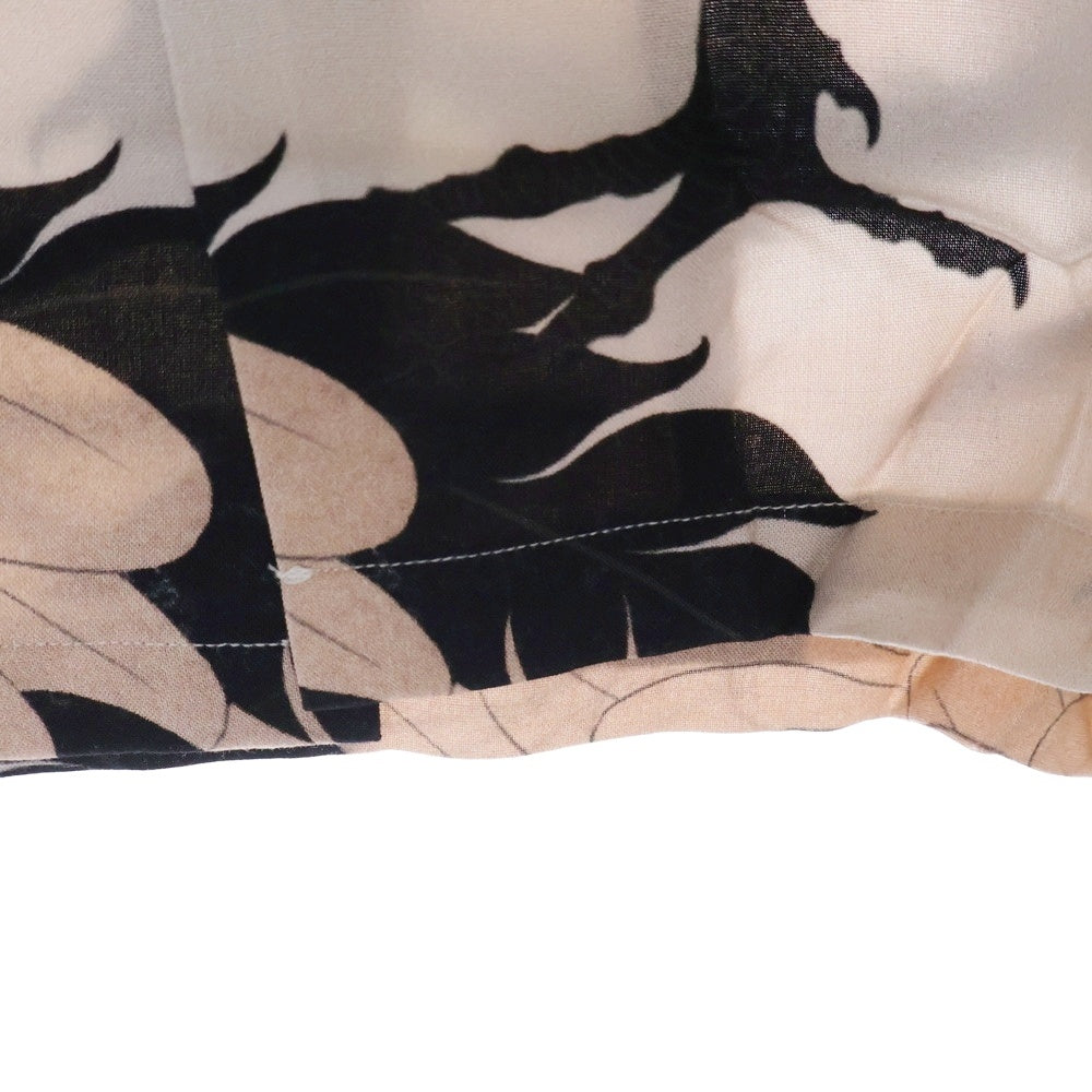 BUDSPOOL(バッズプール) ×GAKKIN ガッキン 赤目鶴 HAWAIIAN SHIRT レーヨン ハワイアン オープンカラー 半袖シャツ サーモンピンク/ブラック