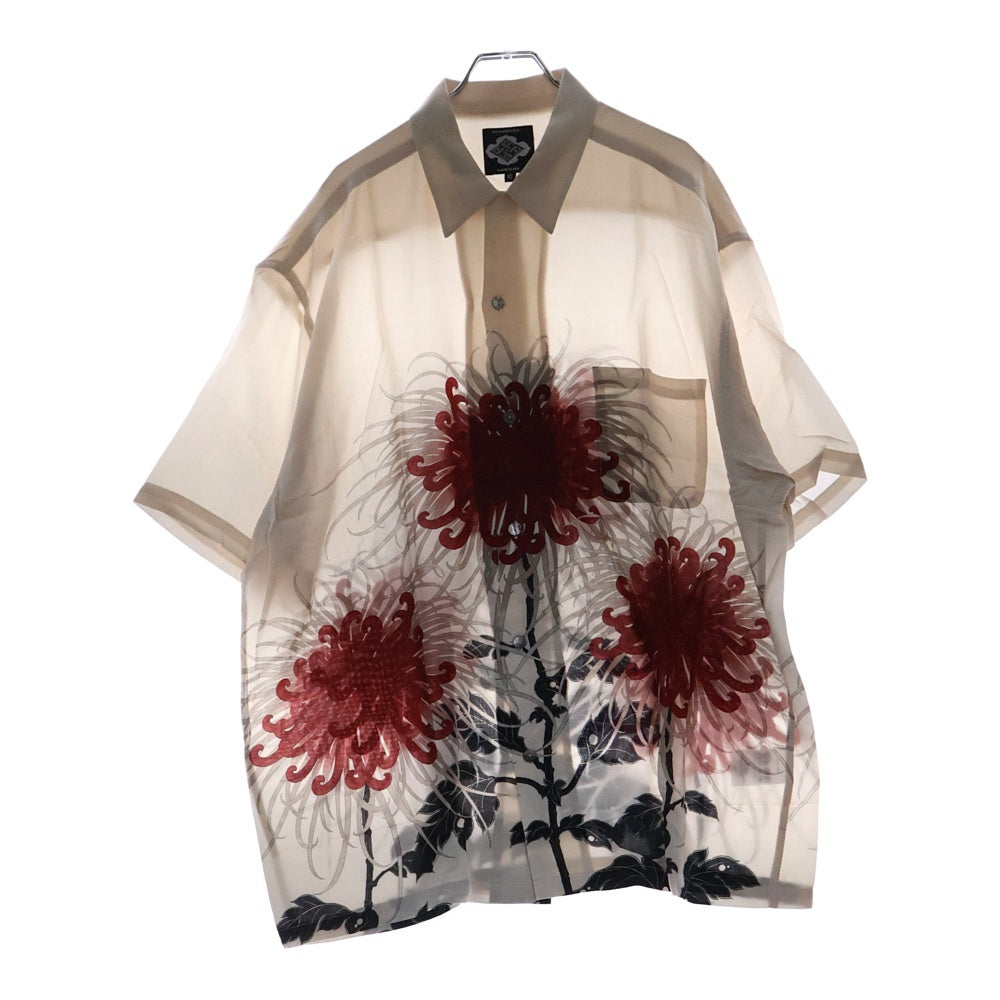 BUDSPOOL(バッズプール) ×GAKKIN ガッキン 日章菊 HAWAIIAN SHIRT レーヨン ハワイアン オープンカラー 半袖シャツ サーモンピンク/レッド