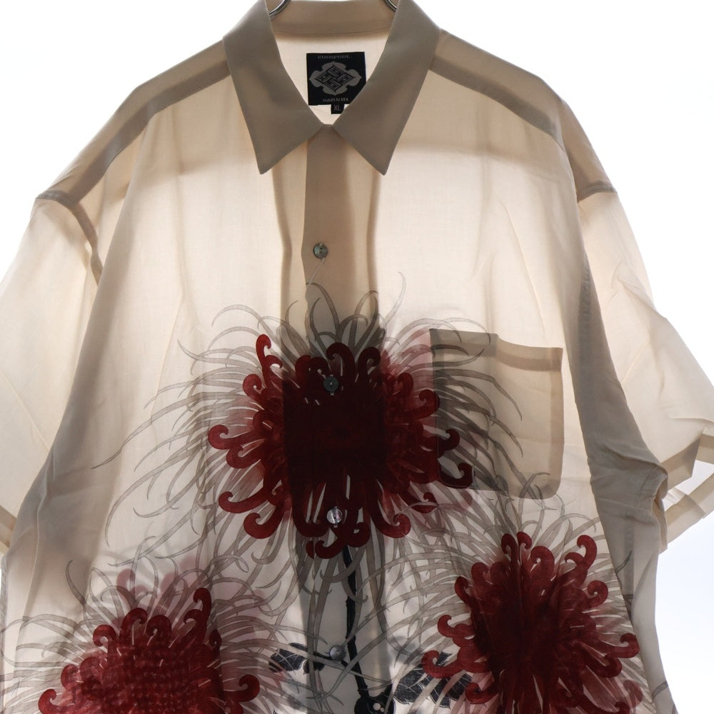 BUDSPOOL(バッズプール) ×GAKKIN ガッキン 日章菊 HAWAIIAN SHIRT レーヨン ハワイアン オープンカラー 半袖シャツ サーモンピンク/レッド