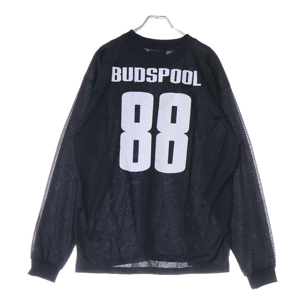 BUDSPOOL(バッズプール) MESH SOCCER JERSEY ロングスリーブ Vネック メッシュ サッカー ゲーム 長袖 Tシャツ カットソー ブラック
