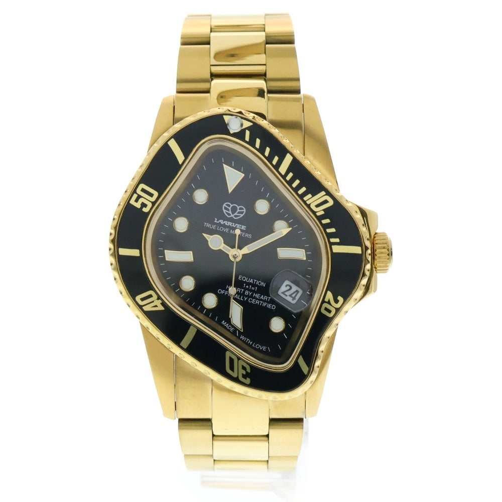 LAARVEE(ラーヴィー) PEA001 GOLD/BLACK 変形デザイン ステンレススチール 自動巻き アナログウォッチ 腕時計 ブラック/ゴールド