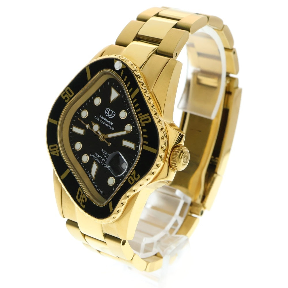LAARVEE(ラーヴィー) PEA001 GOLD/BLACK 変形デザイン ステンレススチール 自動巻き アナログウォッチ 腕時計 ブラック/ゴールド