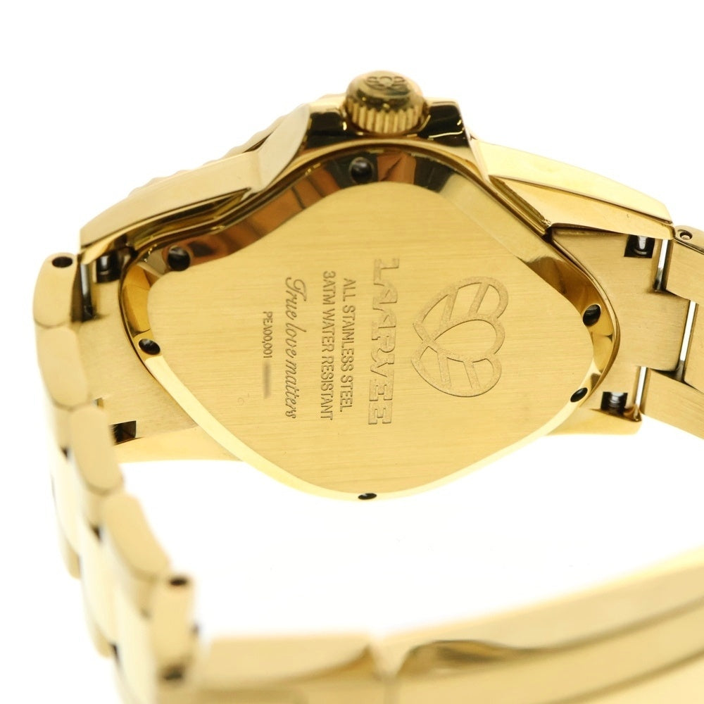 LAARVEE(ラーヴィー) PEA001 GOLD/BLACK 変形デザイン ステンレススチール 自動巻き アナログウォッチ 腕時計 ブラック/ゴールド