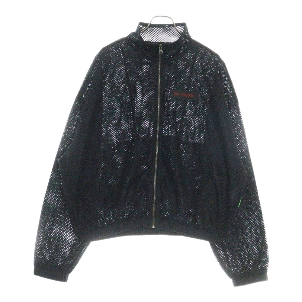 WILLY CHAVARRIA(ウィリーチャバリア) MESH FULL ZIP JACKET フロントラバーロゴ メッシュ フルジップアップ ジャケット ブラック BSC302-B