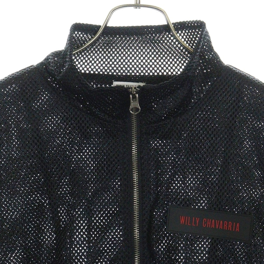 WILLY CHAVARRIA(ウィリーチャバリア) MESH FULL ZIP JACKET フロントラバーロゴ メッシュ フルジップアップ ジャケット ブラック BSC302-B