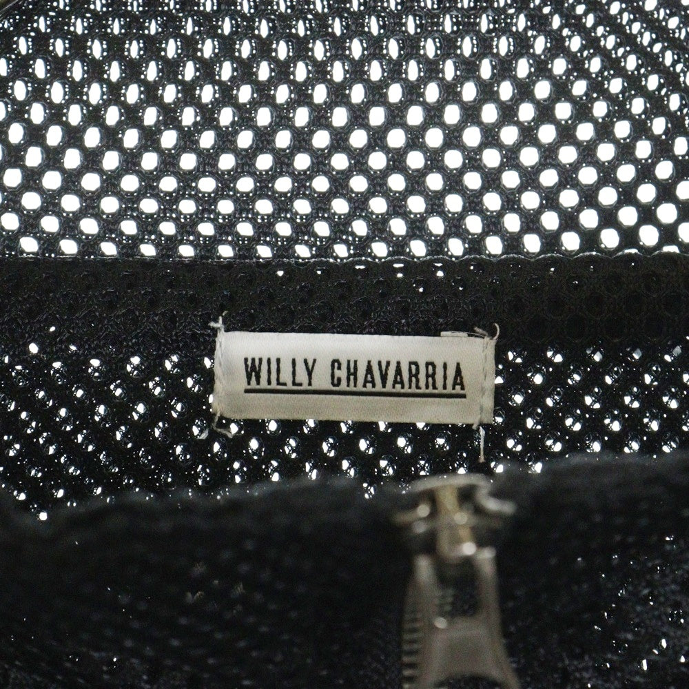 WILLY CHAVARRIA(ウィリーチャバリア) MESH FULL ZIP JACKET フロントラバーロゴ メッシュ フルジップアップ ジャケット ブラック BSC302-B