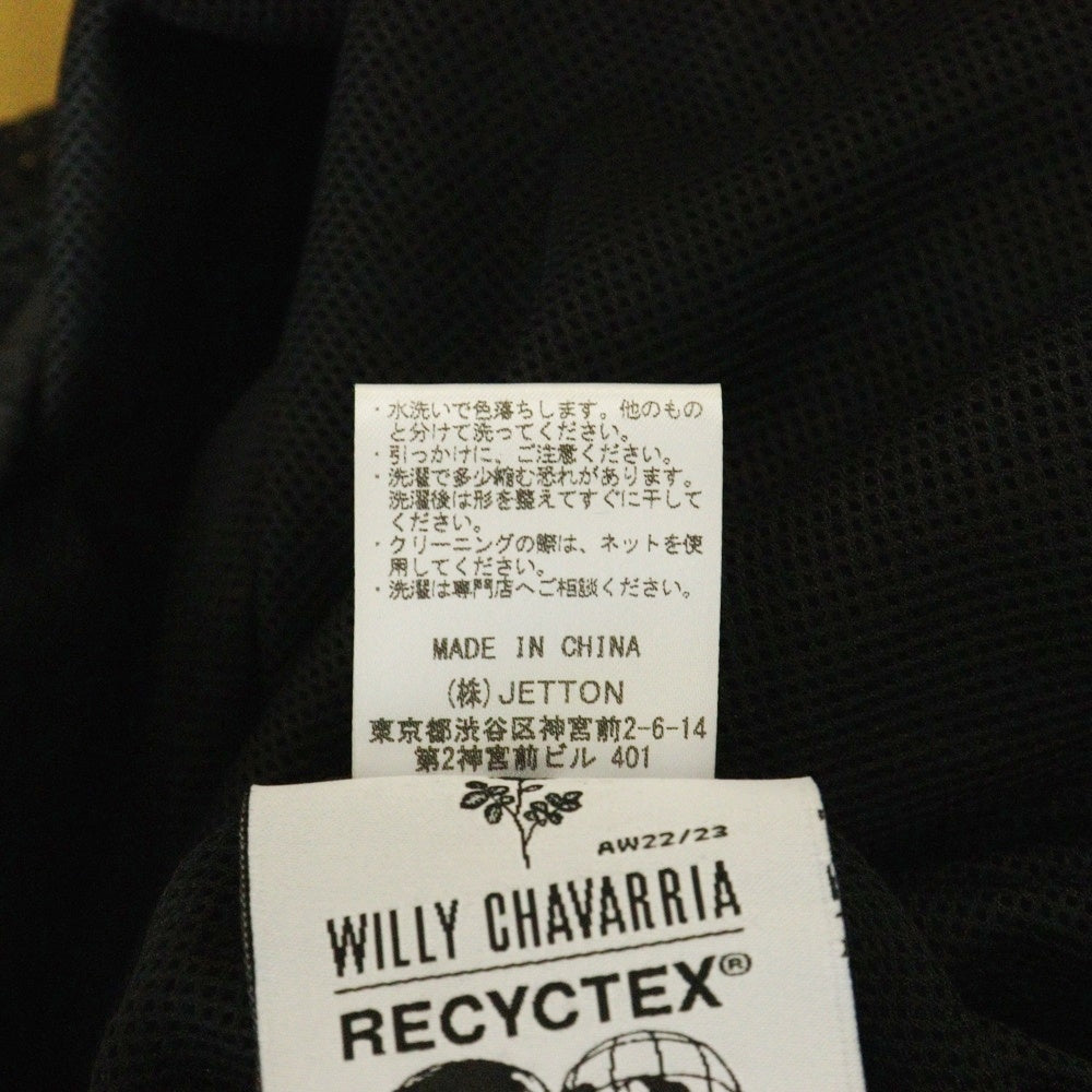 WILLY CHAVARRIA(ウィリーチャバリア) MESH FULL ZIP JACKET フロントラバーロゴ メッシュ フルジップアップ ジャケット ブラック BSC302-B