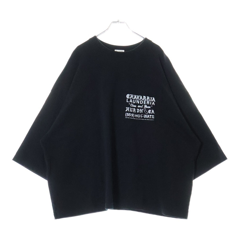 WILLY CHAVARRIA(ウィリーチャバリア) テキスト両面プリント クルーネック オーバーサイズ コットン Tシャツ カットソー ブラック