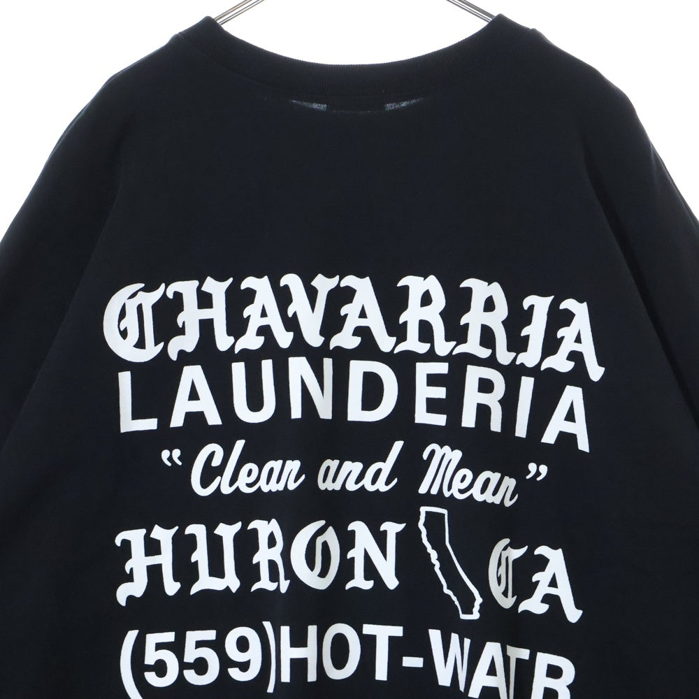 WILLY CHAVARRIA(ウィリーチャバリア) テキスト両面プリント クルーネック オーバーサイズ コットン Tシャツ カットソー ブラック
