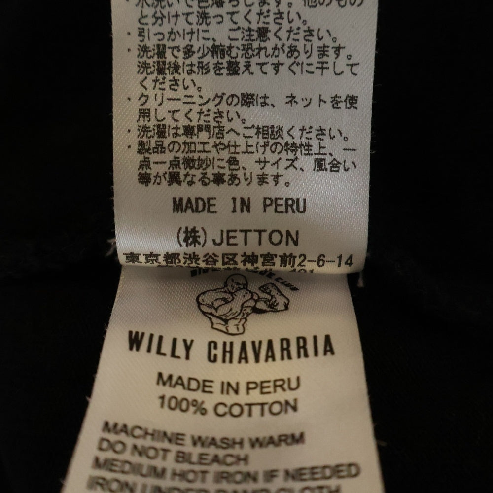 WILLY CHAVARRIA(ウィリーチャバリア) テキスト両面プリント クルーネック オーバーサイズ コットン Tシャツ カットソー ブラック