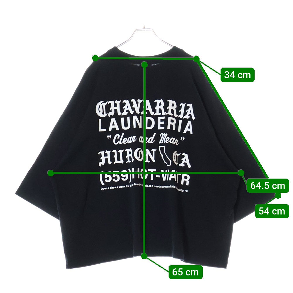 WILLY CHAVARRIA(ウィリーチャバリア) テキスト両面プリント クルーネック オーバーサイズ コットン Tシャツ カットソー ブラック