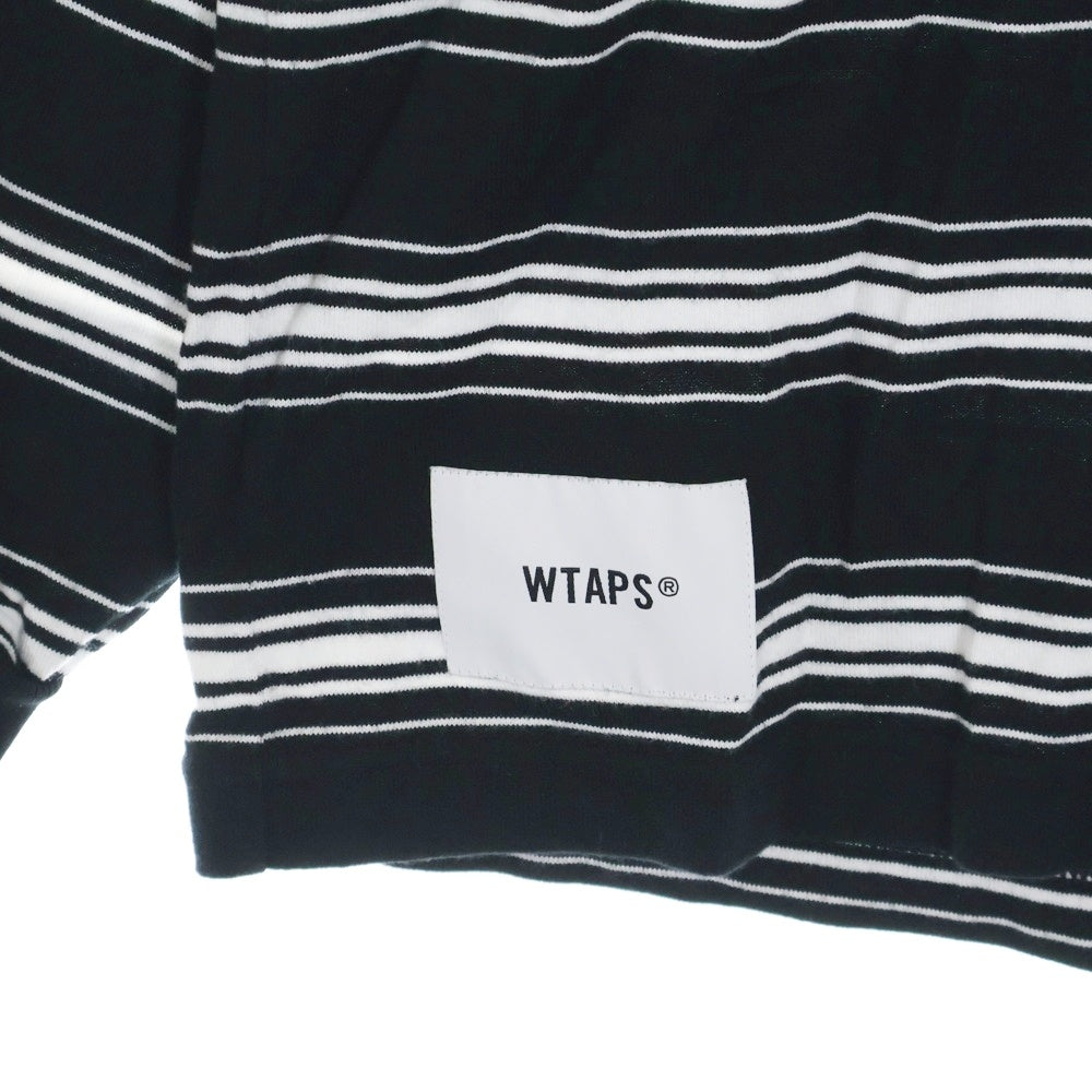 WTAPS(ダブルタップス) 22AW BDY 01 LS COTTON TEXTILE コットン テキスタイル ボーダー クルーネック長袖Tシャツ カットソー ブラック/ホワイト 222ATDT-CSM13
