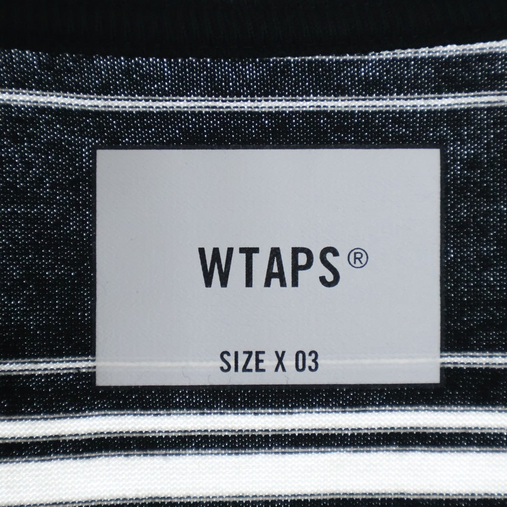 WTAPS(ダブルタップス) 22AW BDY 01 LS COTTON TEXTILE コットン テキスタイル ボーダー クルーネック長袖Tシャツ カットソー ブラック/ホワイト 222ATDT-CSM13