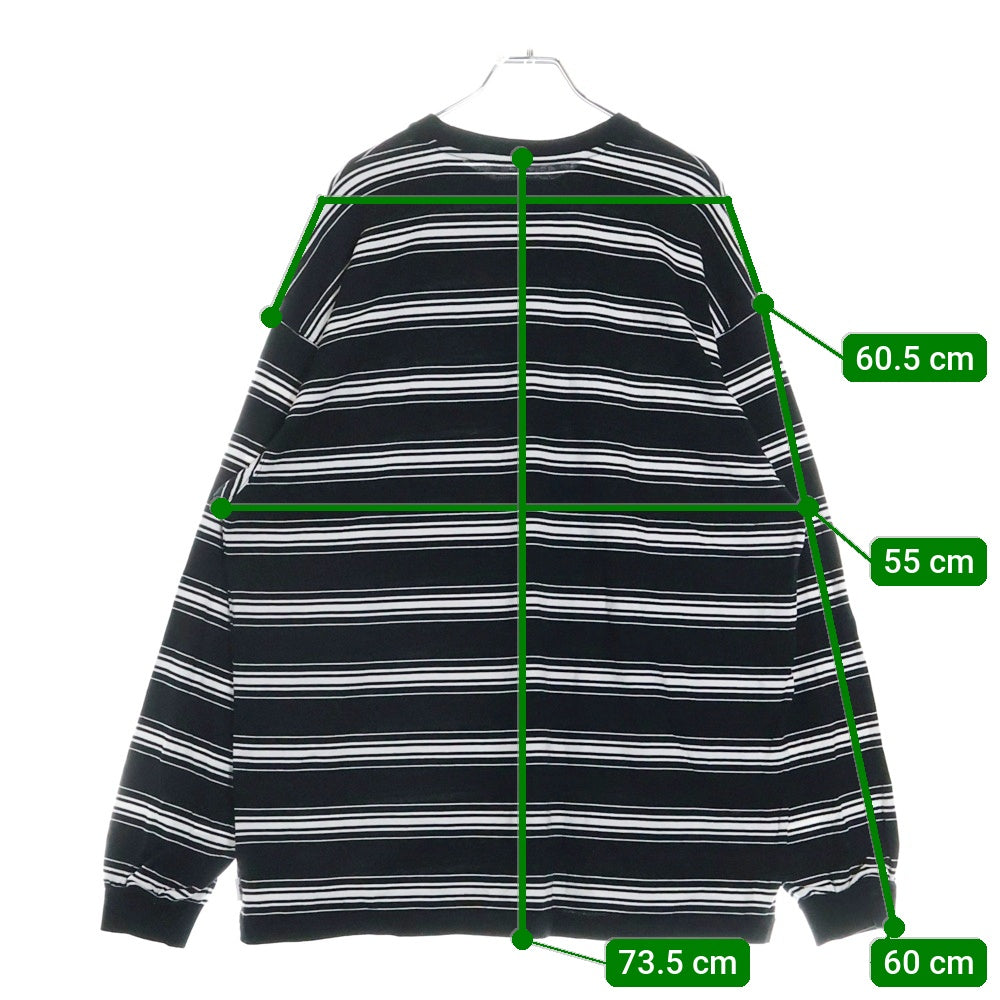 WTAPS(ダブルタップス) 22AW BDY 01 LS COTTON TEXTILE コットン テキスタイル ボーダー クルーネック長袖Tシャツ カットソー ブラック/ホワイト 222ATDT-CSM13