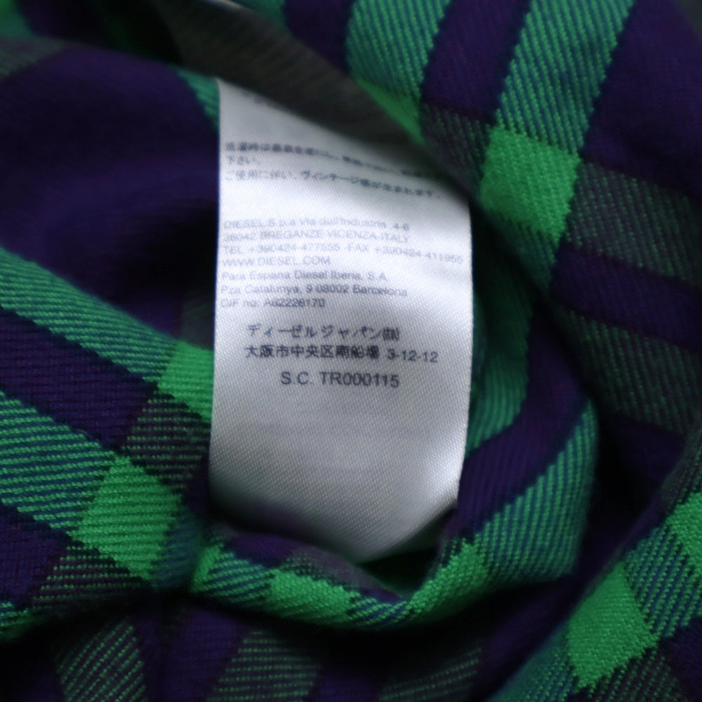 DIESEL(ディーゼル) タータンチェック コットン ウエスタン 長袖シャツ パープル/グリーン