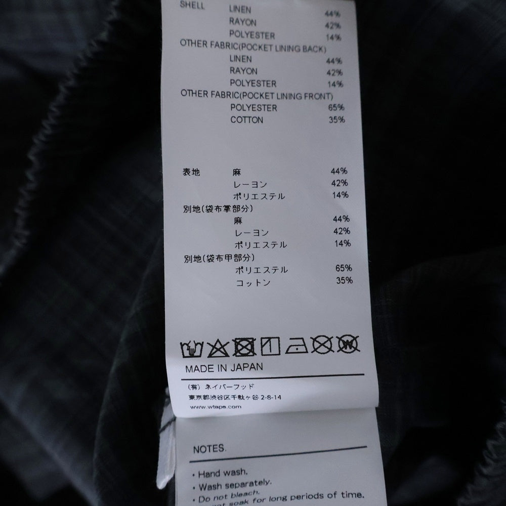 WTAPS(ダブルタップス) 24SS TROUSERS LNRY POPLIN チェック柄 ポプリン トラウザー イージーパンツ グレー 241CWDT-PTM05
