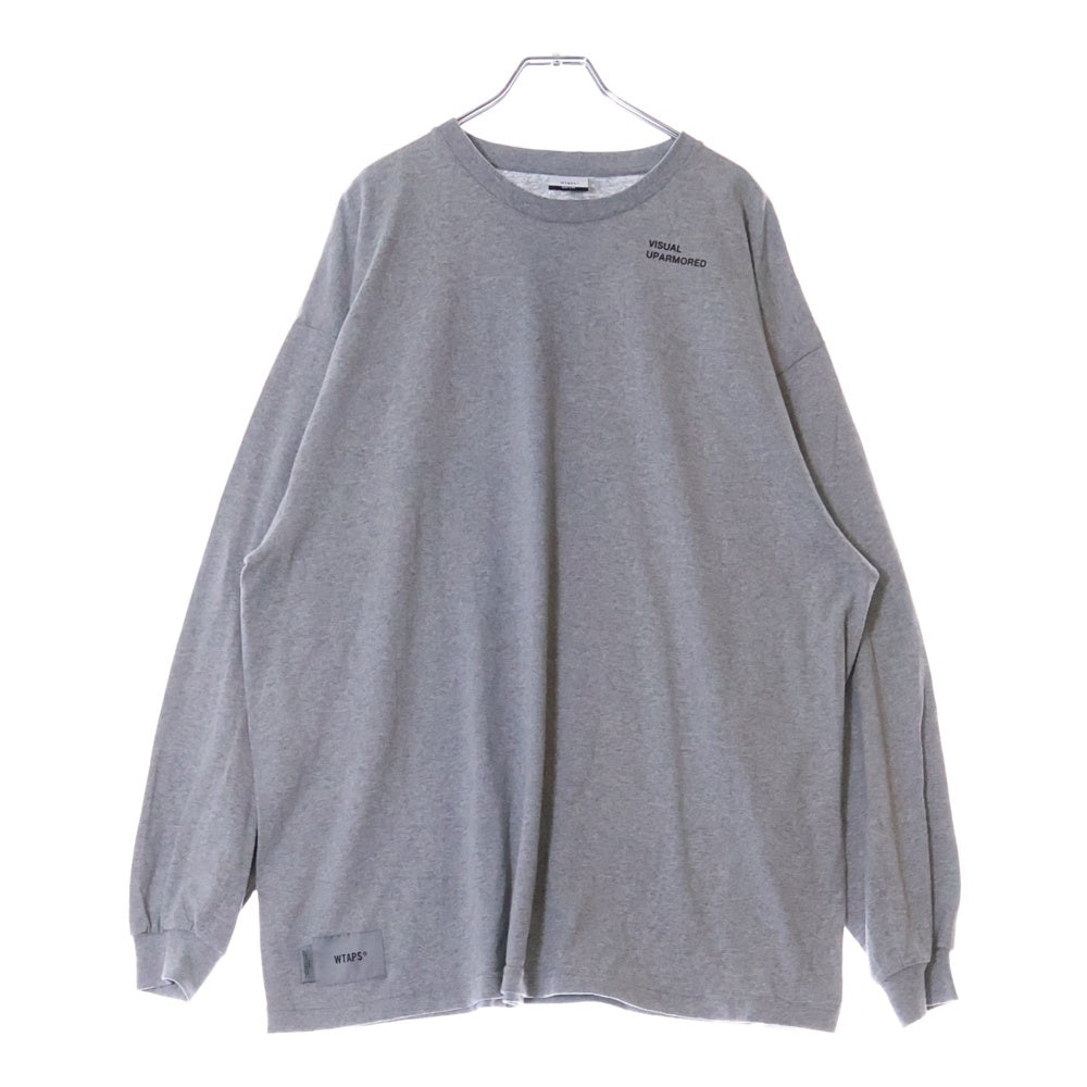 WTAPS(ダブルタップス) 23SS VISUAL UPARMORED LS COTTON ロゴプリント クルーネック長袖Tシャツ カットソー グレー