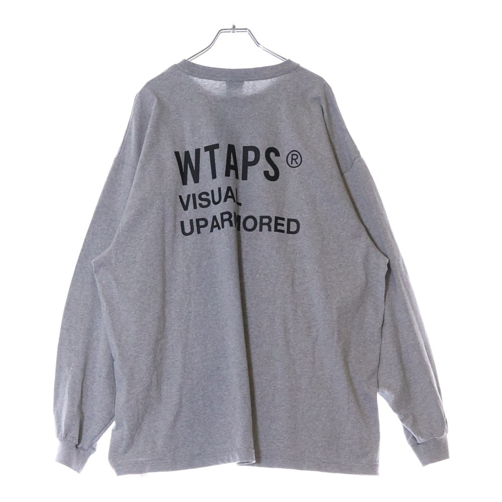 WTAPS(ダブルタップス) 23SS VISUAL UPARMORED LS COTTON ロゴプリント クルーネック長袖Tシャツ カットソー グレー
