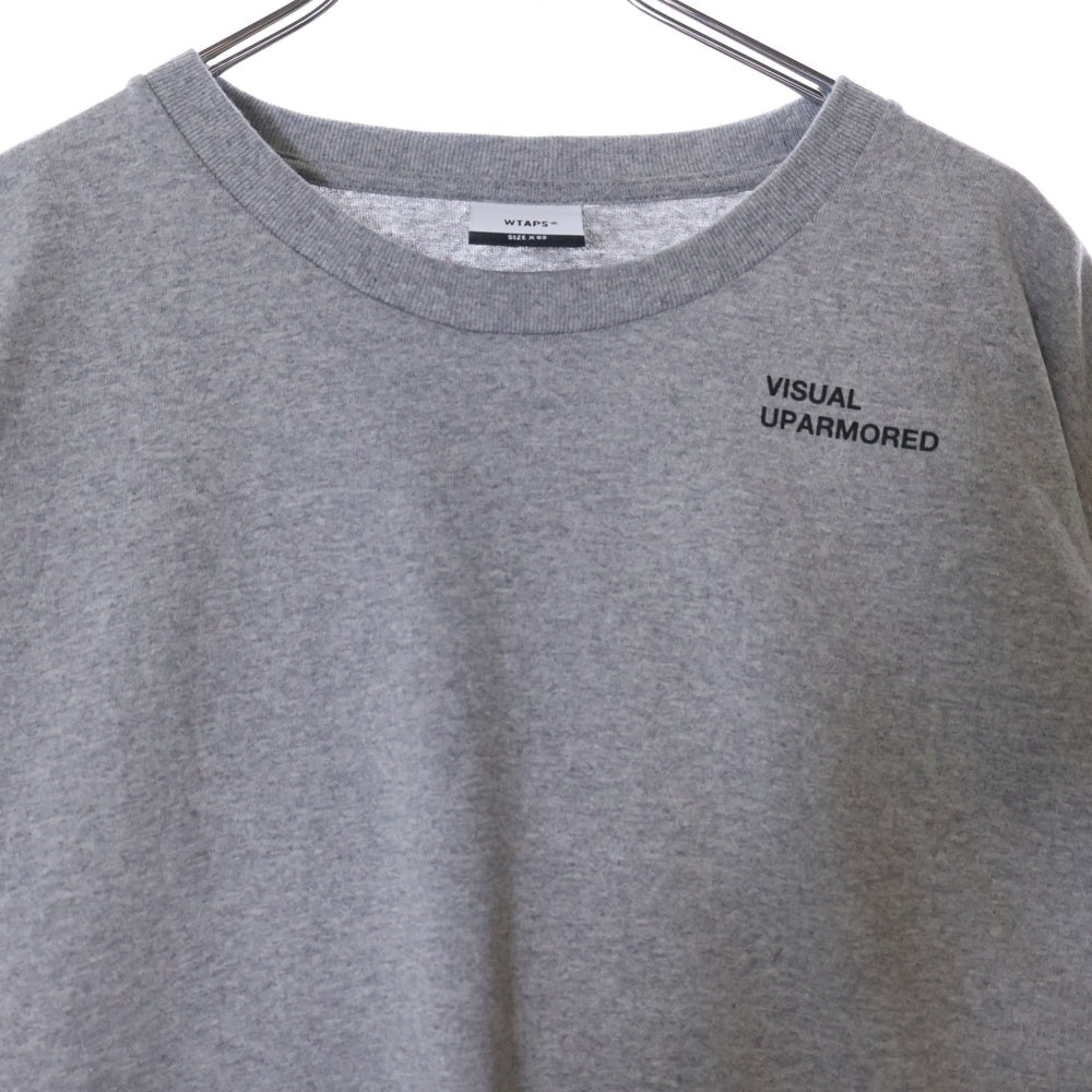 WTAPS(ダブルタップス) 23SS VISUAL UPARMORED LS COTTON ロゴプリント クルーネック長袖Tシャツ カットソー グレー