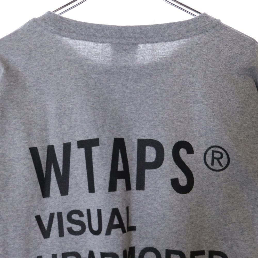 WTAPS(ダブルタップス) 23SS VISUAL UPARMORED LS COTTON ロゴプリント クルーネック長袖Tシャツ カットソー グレー