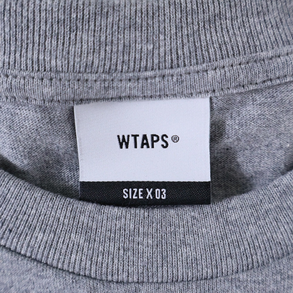 WTAPS(ダブルタップス) 23SS VISUAL UPARMORED LS COTTON ロゴプリント クルーネック長袖Tシャツ カットソー グレー