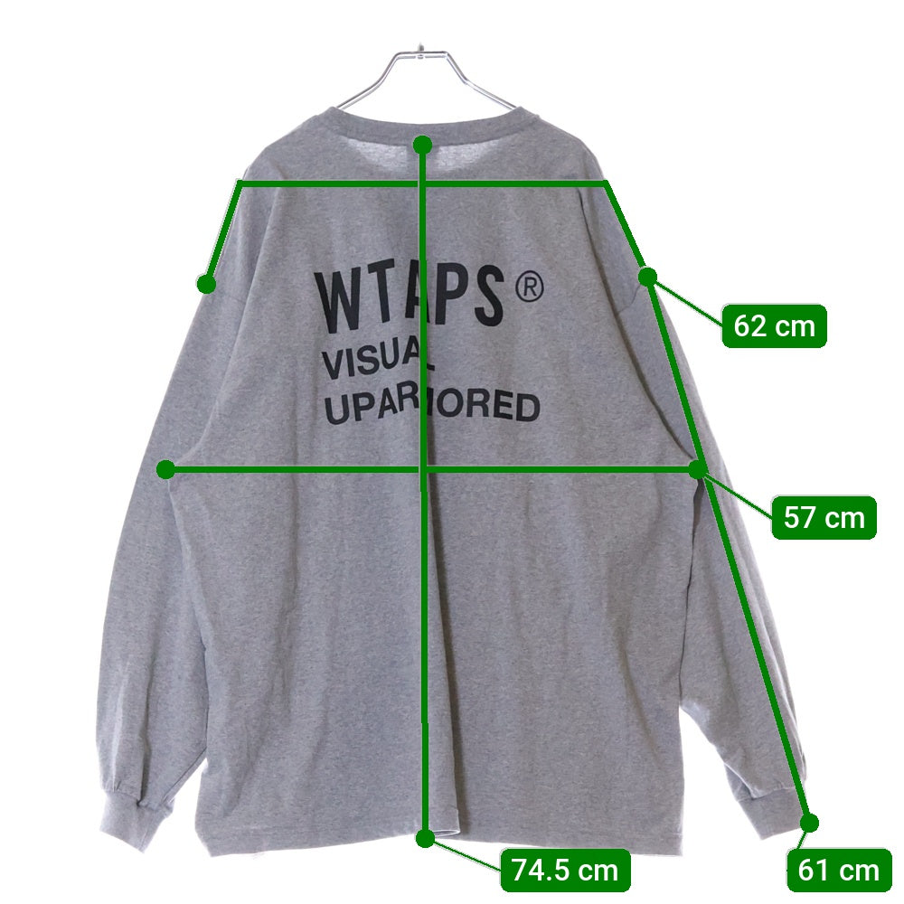 WTAPS(ダブルタップス) 23SS VISUAL UPARMORED LS COTTON ロゴプリント クルーネック長袖Tシャツ カットソー グレー