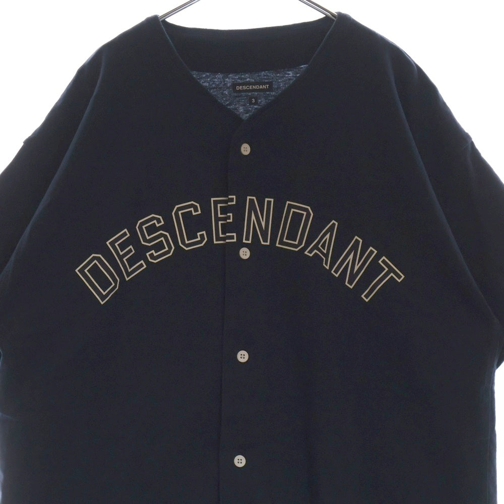 DESCENDANT(ディセンダント) BEARS SS ベアーズ ロゴプリント コットン 半袖ベースボールシャツ ネイビー
