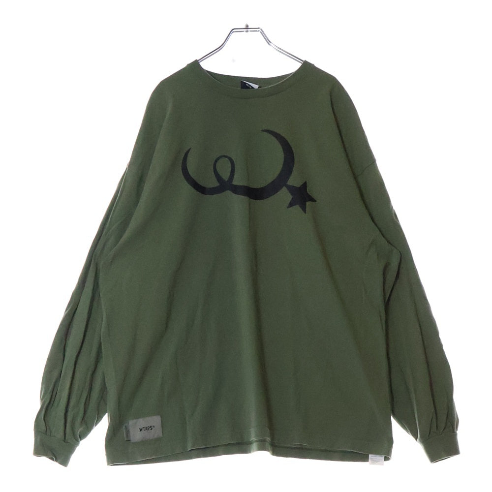 WTAPS(ダブルタップス) 21SS MOON&STAR LS COTTON ムーンアンドスター グラフィックプリント コットン クルーネック長袖Tシャツ カットソー カーキ 21ATDT-LTM02S