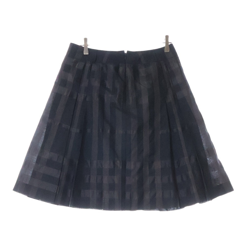 BURBERRY LONDON(バーバリーロンドン) チェック柄 シルク混 ポリエステル ベルト付き プリーツスカート ブラック レディース B2S04-506-09