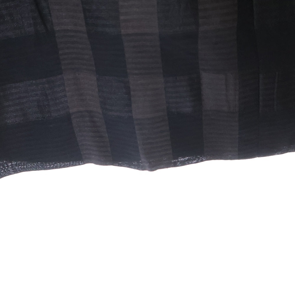 BURBERRY LONDON(バーバリーロンドン) チェック柄 シルク混 ポリエステル ベルト付き プリーツスカート ブラック レディース B2S04-506-09