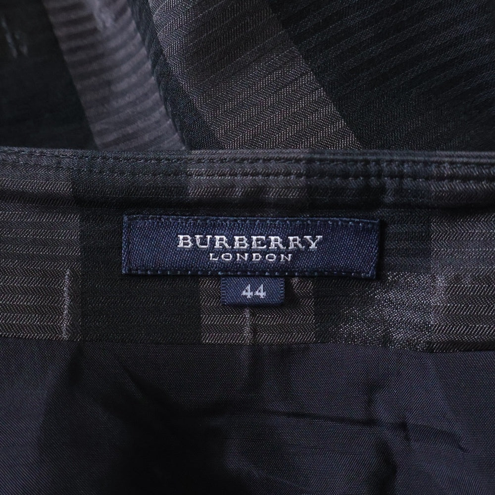 BURBERRY LONDON(バーバリーロンドン) チェック柄 シルク混 ポリエステル ベルト付き プリーツスカート ブラック レディース B2S04-506-09